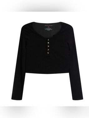 Suzette Collection RIB SNAP CROP HENLEY - Girls
